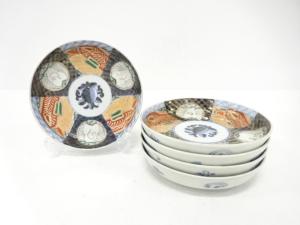 古伊万里　染付　鶴　中鉢　5客揃